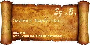 Szebeni Bogárka névjegykártya